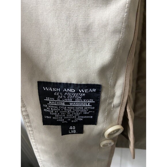 Oleg Cassini Men Size 40 Long Tan All Weather Trench Coat Zip Out Lining EUC - Picture 6 of 7